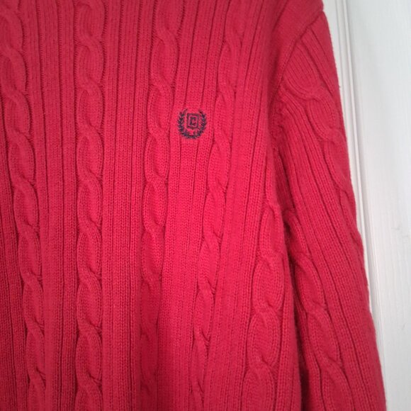 Chaps Ralph Lauren Chunky Cable Knit Sweater Men's L Red Crewneck Dadcore - Picture 4 of 5